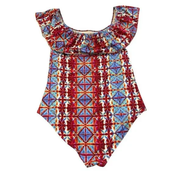 Marie Oliver Swimsuit Ellery XL Multicolor One Piece Off Shoulder Ruffle $245 - Picture 2 of 5